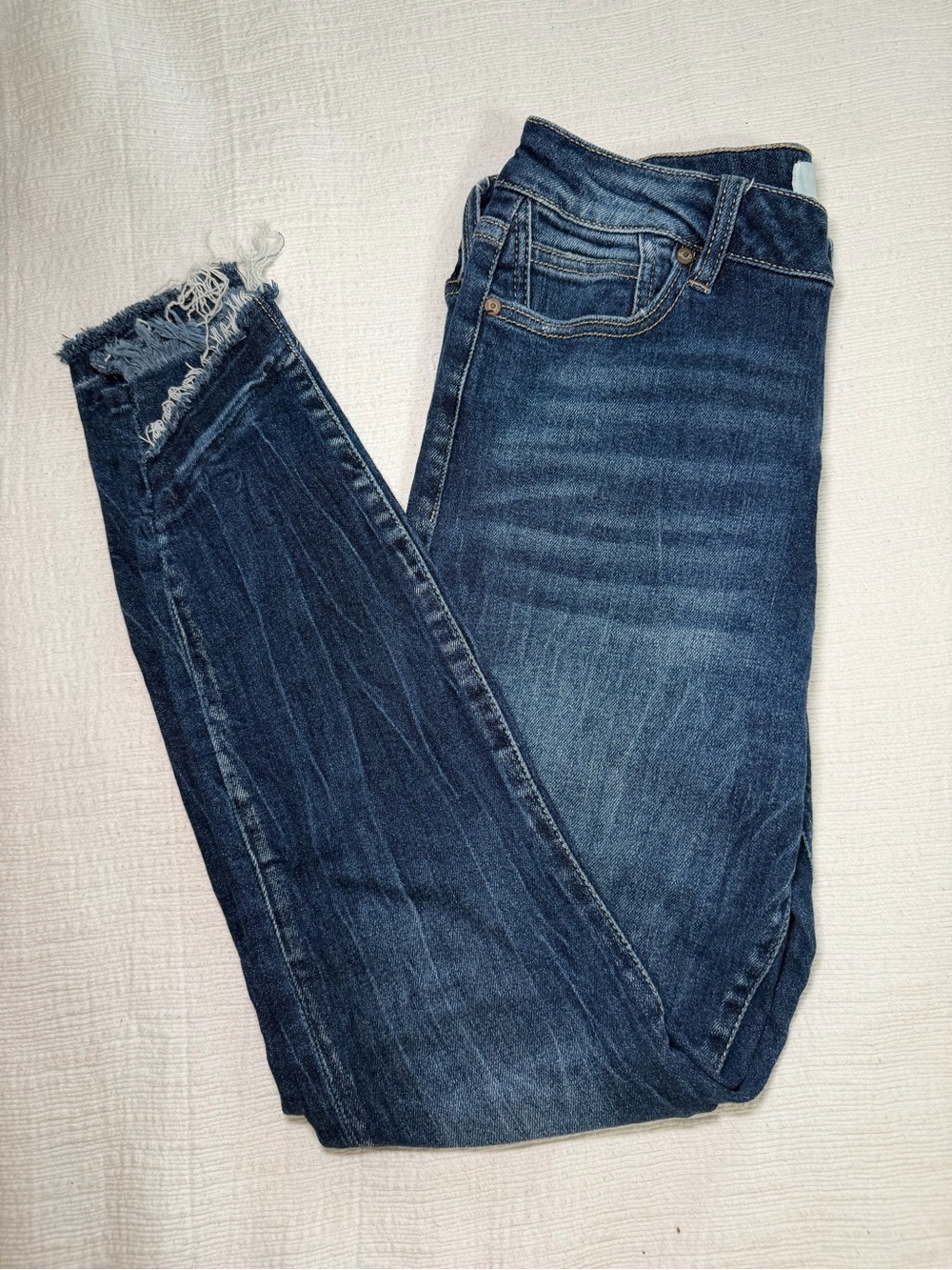 KanCan Dark Blue Distressed Ankle Skinny Jeans